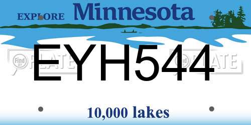 EYH544 Minnesota License Plate