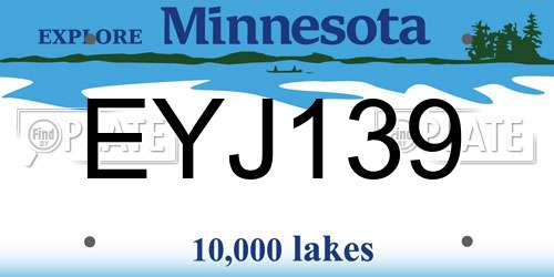 EYJ139 Minnesota License Plate