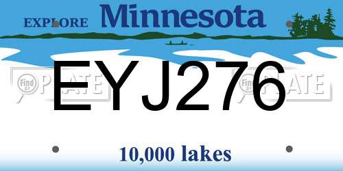 EYJ276 Minnesota License Plate