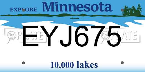 EYJ675 Minnesota License Plate