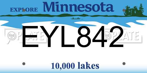 EYL842 Minnesota License Plate