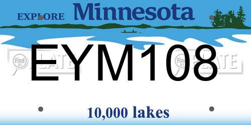 EYM108 Minnesota License Plate