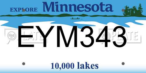 EYM343 Minnesota License Plate