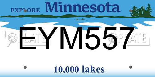 EYM557 Minnesota License Plate
