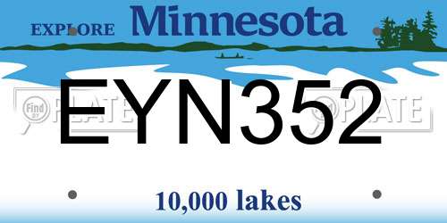 EYN352 Minnesota License Plate