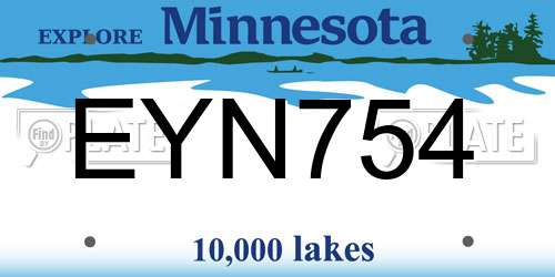 EYN754 Minnesota License Plate