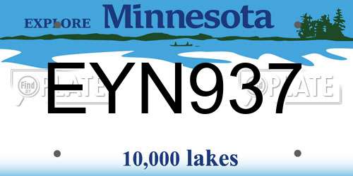 EYN937 Minnesota License Plate