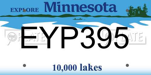 EYP395 Minnesota License Plate