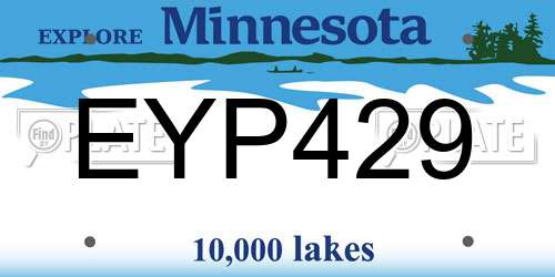 EYP429 Minnesota License Plate