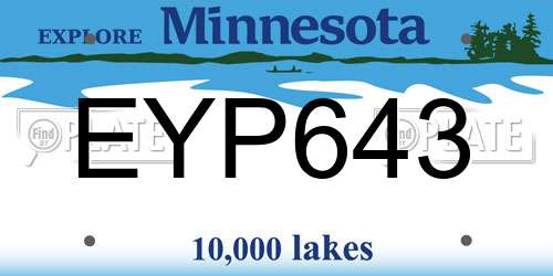 EYP643 Minnesota License Plate