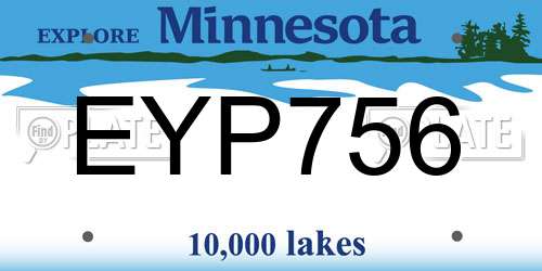 EYP756 Minnesota License Plate