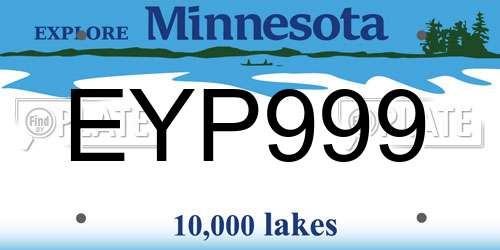 EYP999 Minnesota License Plate