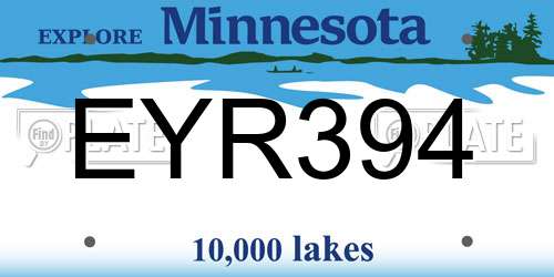 EYR394 Minnesota License Plate
