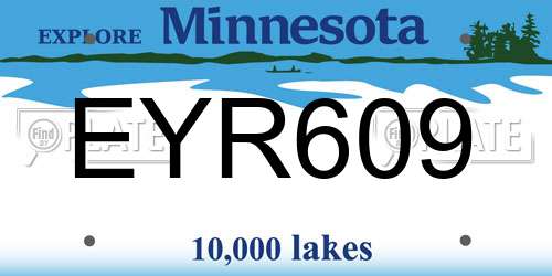 EYR609 Minnesota License Plate