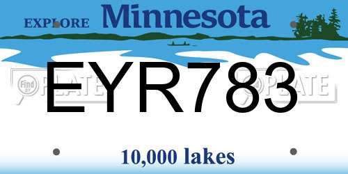 EYR783 Minnesota License Plate