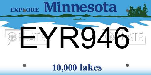 EYR946 Minnesota License Plate