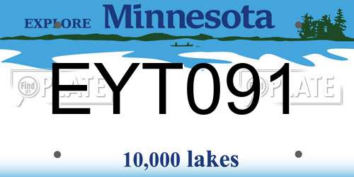 EYT091 Minnesota License Plate