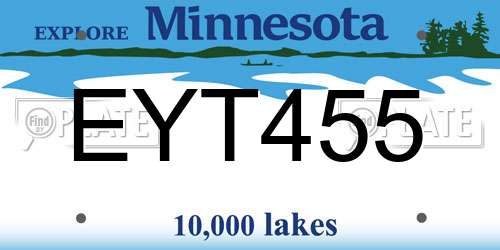 EYT455 Minnesota License Plate