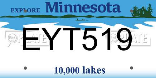 EYT519 Minnesota License Plate