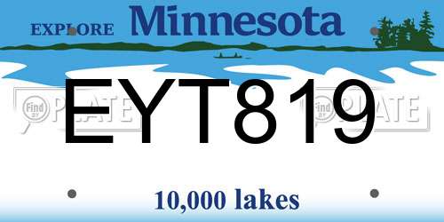 EYT819 Minnesota License Plate