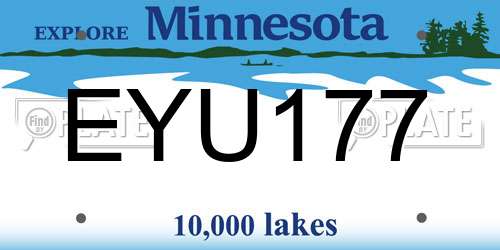 EYU177 Minnesota License Plate
