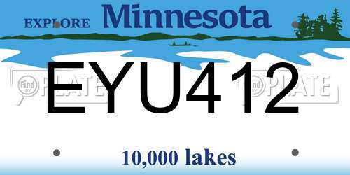 EYU412 Minnesota License Plate