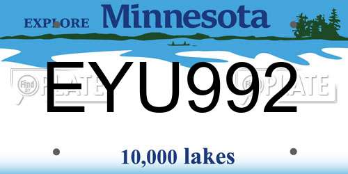 EYU992 Minnesota License Plate