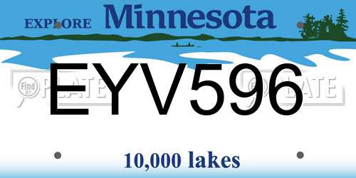 EYV596 Minnesota License Plate