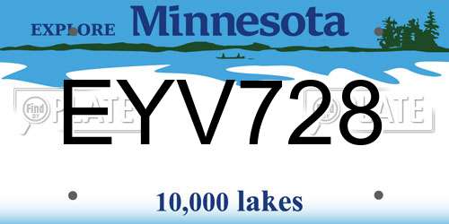 EYV728 Minnesota License Plate