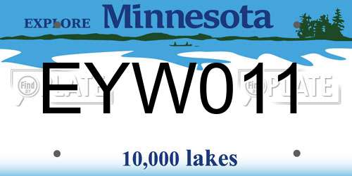 EYW011 Minnesota License Plate