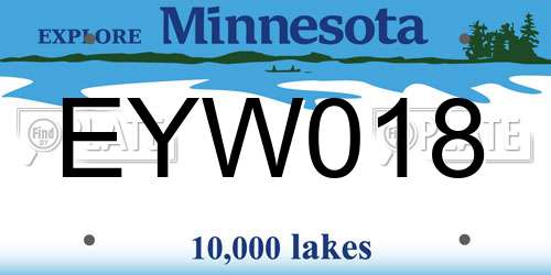 EYW018 Minnesota License Plate