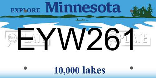 EYW261 Minnesota License Plate