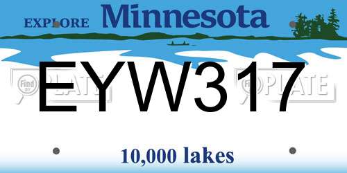 EYW317 Minnesota License Plate