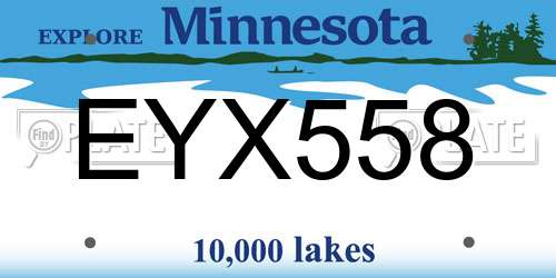 EYX558 Minnesota License Plate