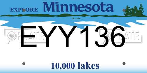 EYY136 Minnesota License Plate