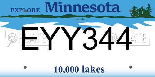 EYY344 Minnesota License Plate