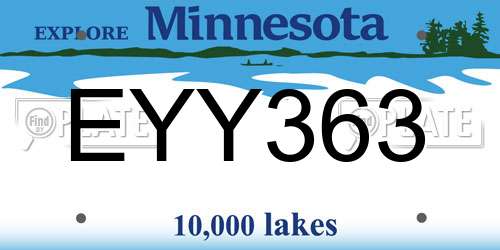 EYY363 Minnesota License Plate