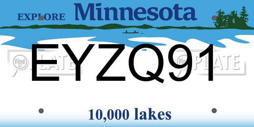EYZQ91 Minnesota License Plate