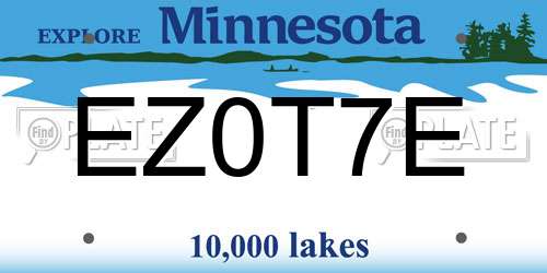 EZ0T7E Minnesota License Plate