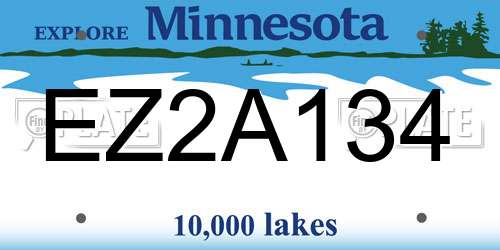EZ2A134 Minnesota License Plate