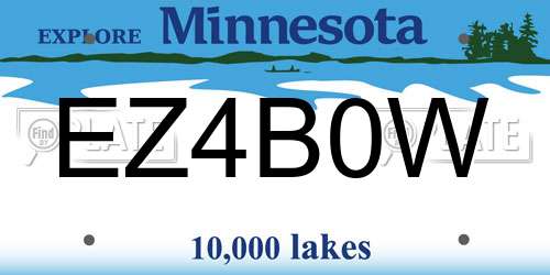EZ4B0W Minnesota License Plate