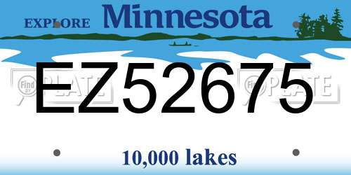 EZ52675 Minnesota License Plate