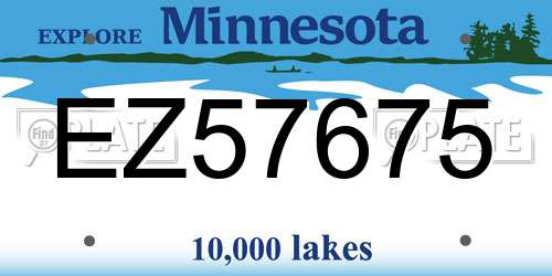 EZ57675 Minnesota License Plate