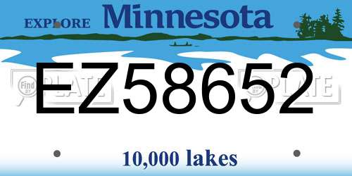 EZ58652 Minnesota License Plate