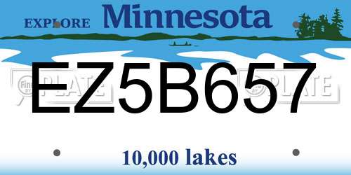 EZ5B657 Minnesota License Plate
