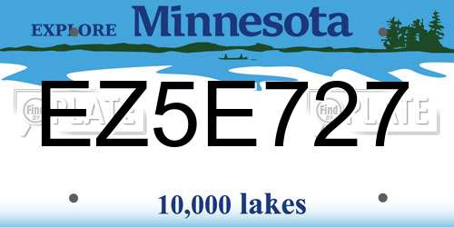 EZ5E727 Minnesota License Plate