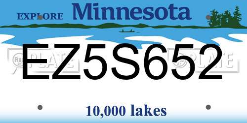 EZ5S652 Minnesota License Plate