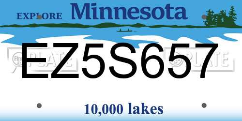 EZ5S657 Minnesota License Plate