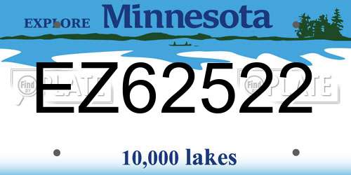 EZ62522 Minnesota License Plate