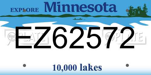 EZ62572 Minnesota License Plate
